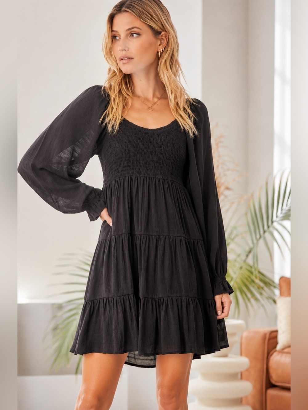 SALE! Andree By Unit Women's Black Mini Fall Romantic Dress New S-L 94770